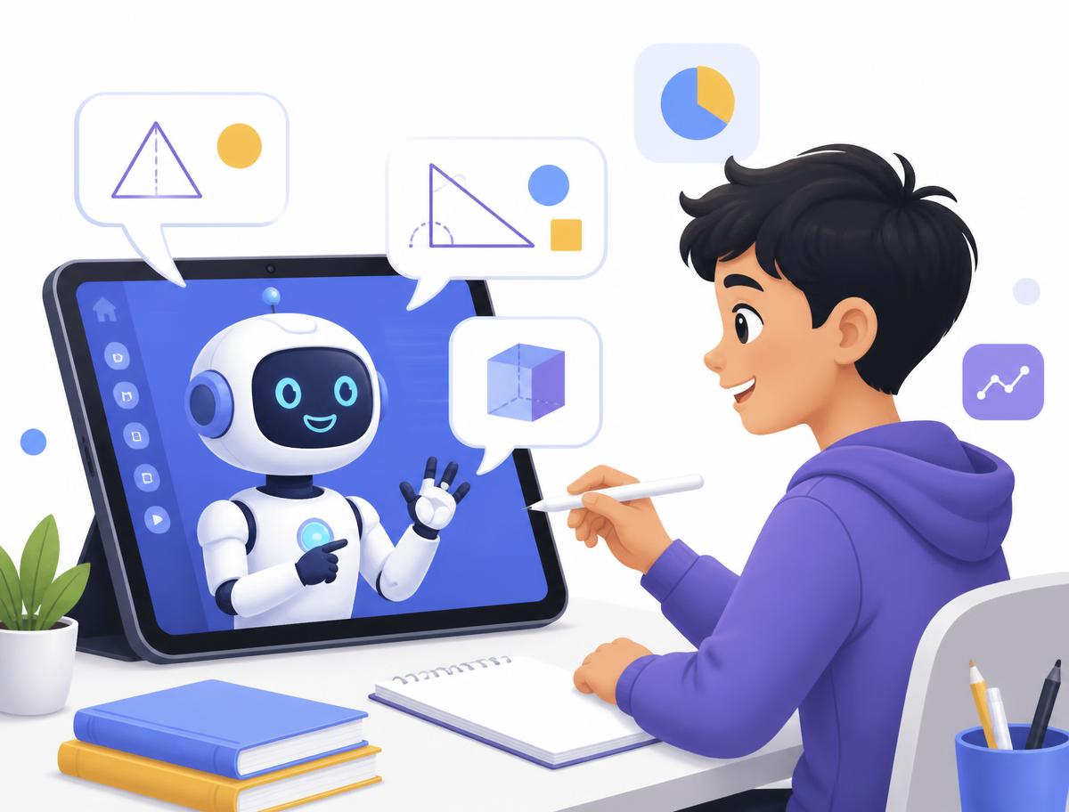 Student asking an AI tutor a question on a tablet